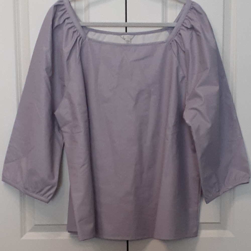 Cato Lavendar Faux Leather Square Neck 3/4 Sleeve Top 22/24 NWOT